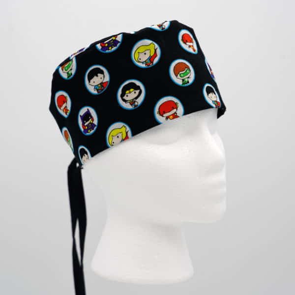 Men's Chibi Hero Black Scrub Cap