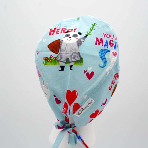 Men's Valentines Animal Hero Scrub Cap - Pattern A - Back