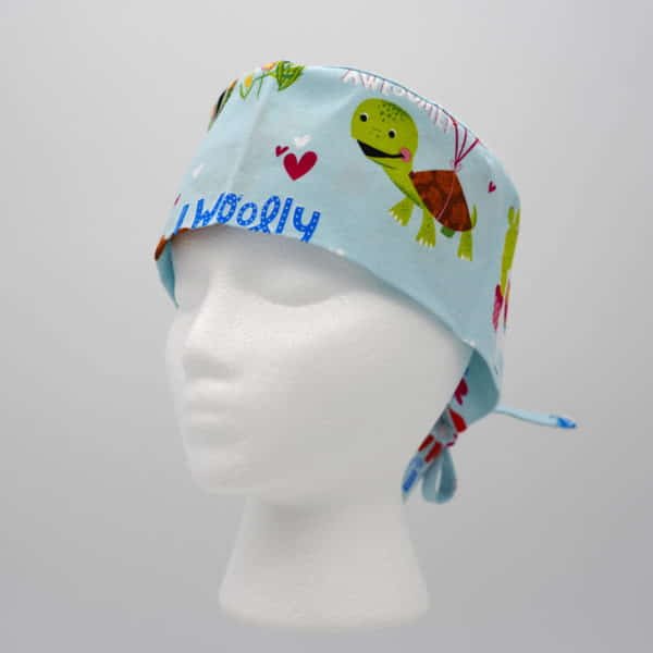 Men's Valentines Animal Hero Scrub Cap - Pattern A - Left