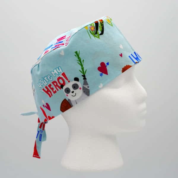 Men's Valentines Animal Hero Scrub Cap - Pattern A - Right