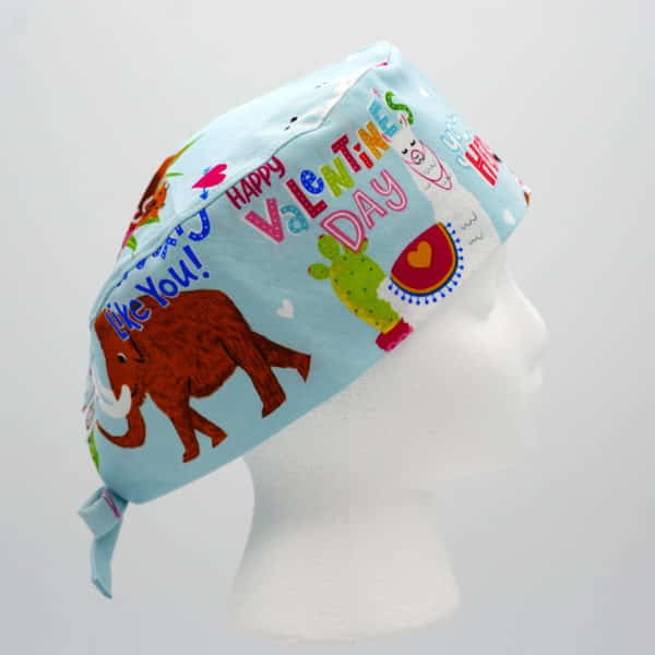 Men's Valentines Animal Hero Scrub Cap - Pattern B - Right