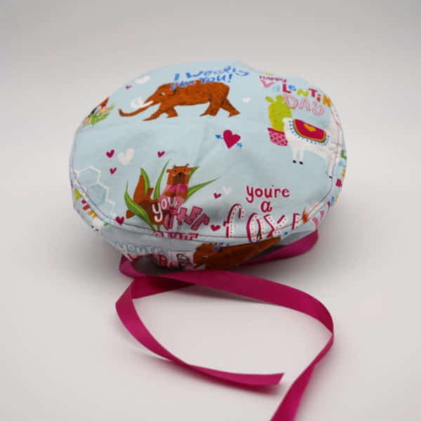 Valentines Hero Animal - Ribbon Tie Scrub Cap (Top)