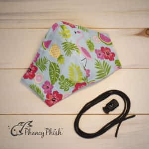 Tropical Flamingo Face Mask - Black Back