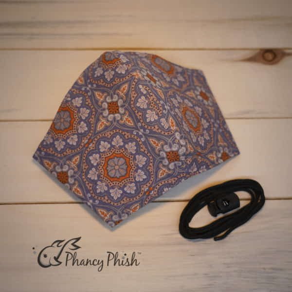 Patterned Orange-Blue Floral Face Mask