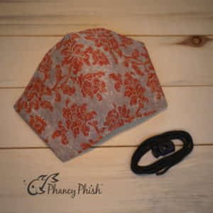 Orange Floral on Grey Face Mask