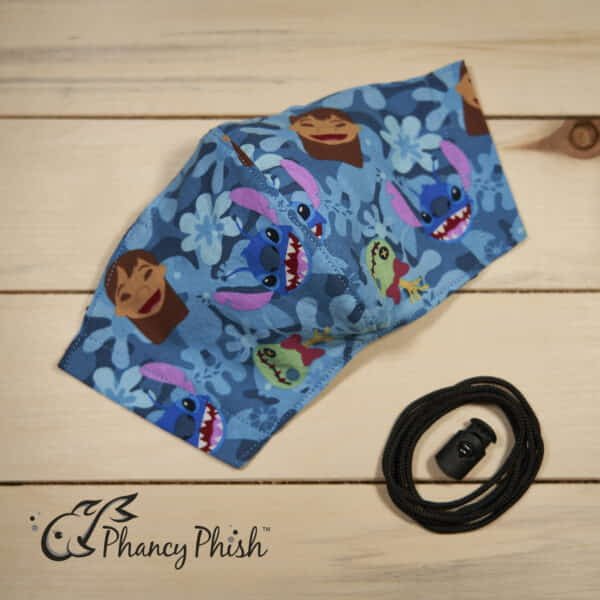 Stitch Character - Blue Floral Face Mask