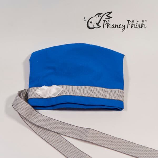 Ribbon Tie Blue and Gray Scrub Cap