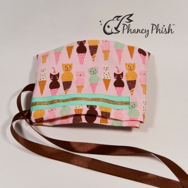 Ribbon Tie Ice Cream Kitty Scrub Cap